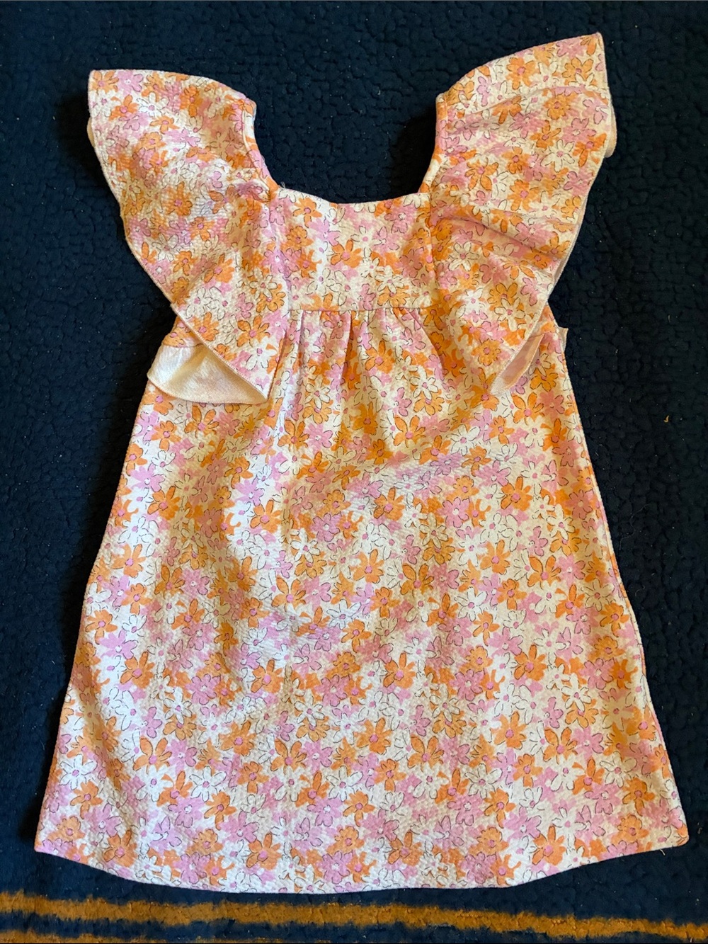 Zara Pink & Orange Floral Flutter-Sleeve Dress